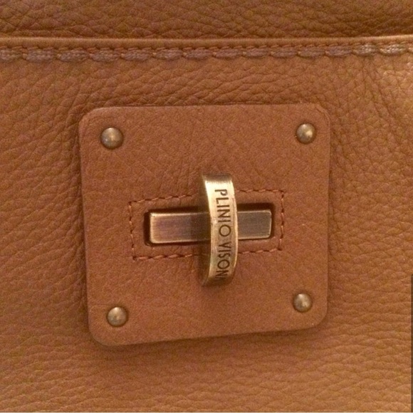 PLINIO VISONA Leather Shoulder Bag, Cognac - Picture 2 of 9